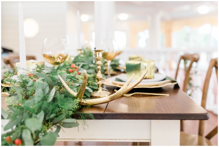 gold and green wedding reception
