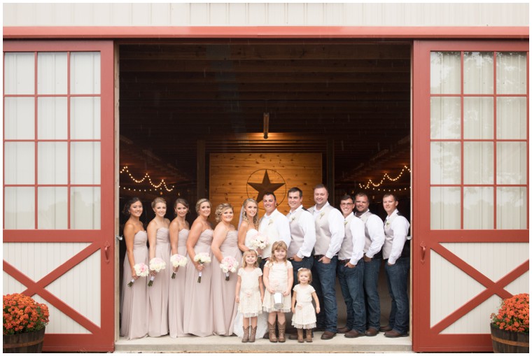 barn wedding bridal party