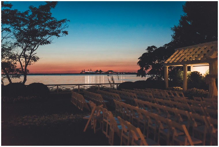 sunset over ceremony site at chesapeake bay beach club