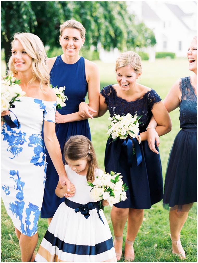 Blue and White Bridesmaid Dresses