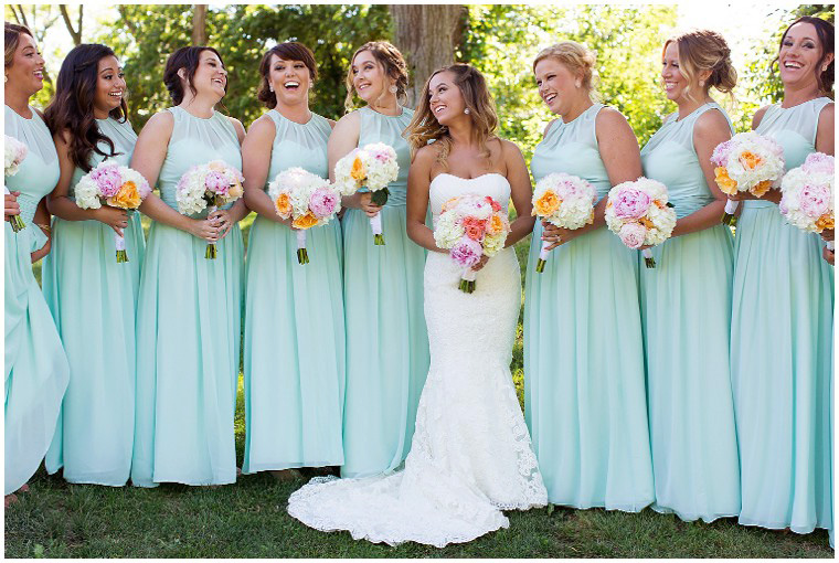 Pink and Peach and Coral Bridal Party Bouquets