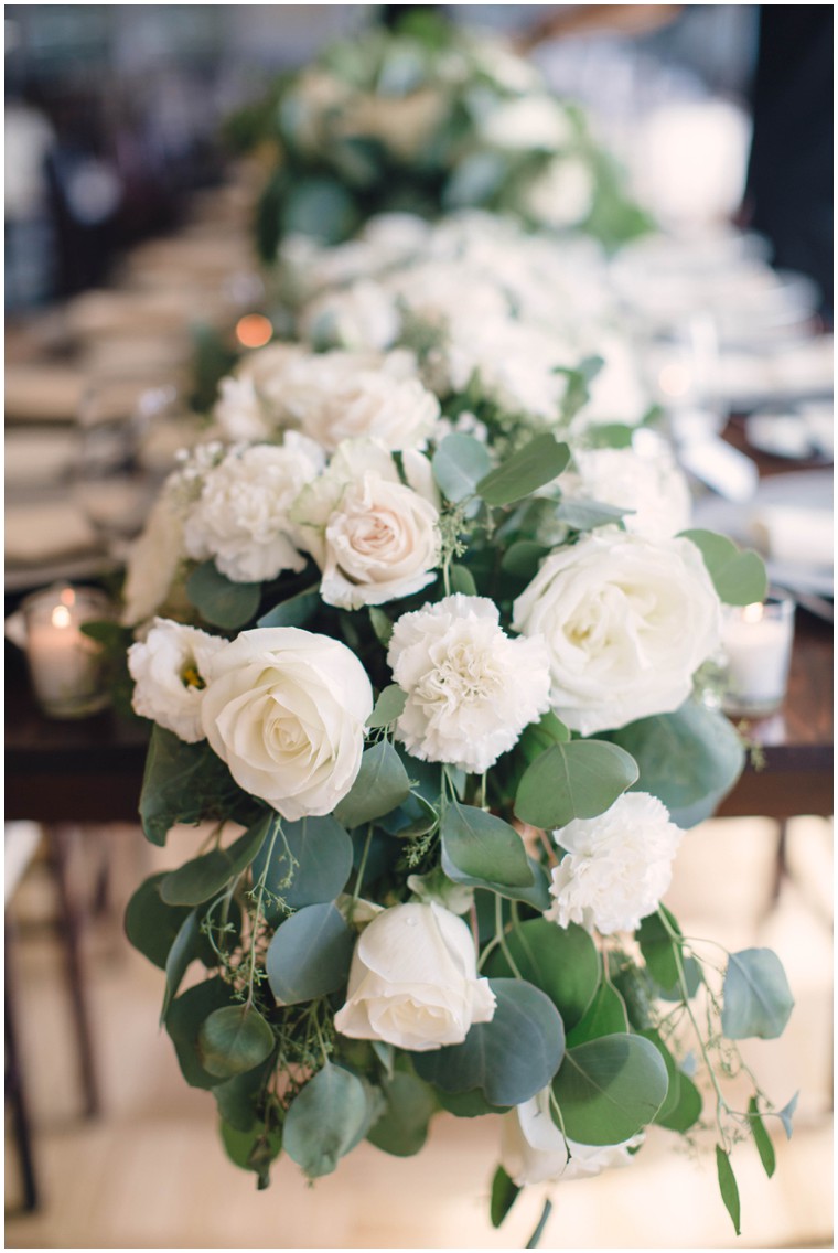 neutral and greenery garland tablescape