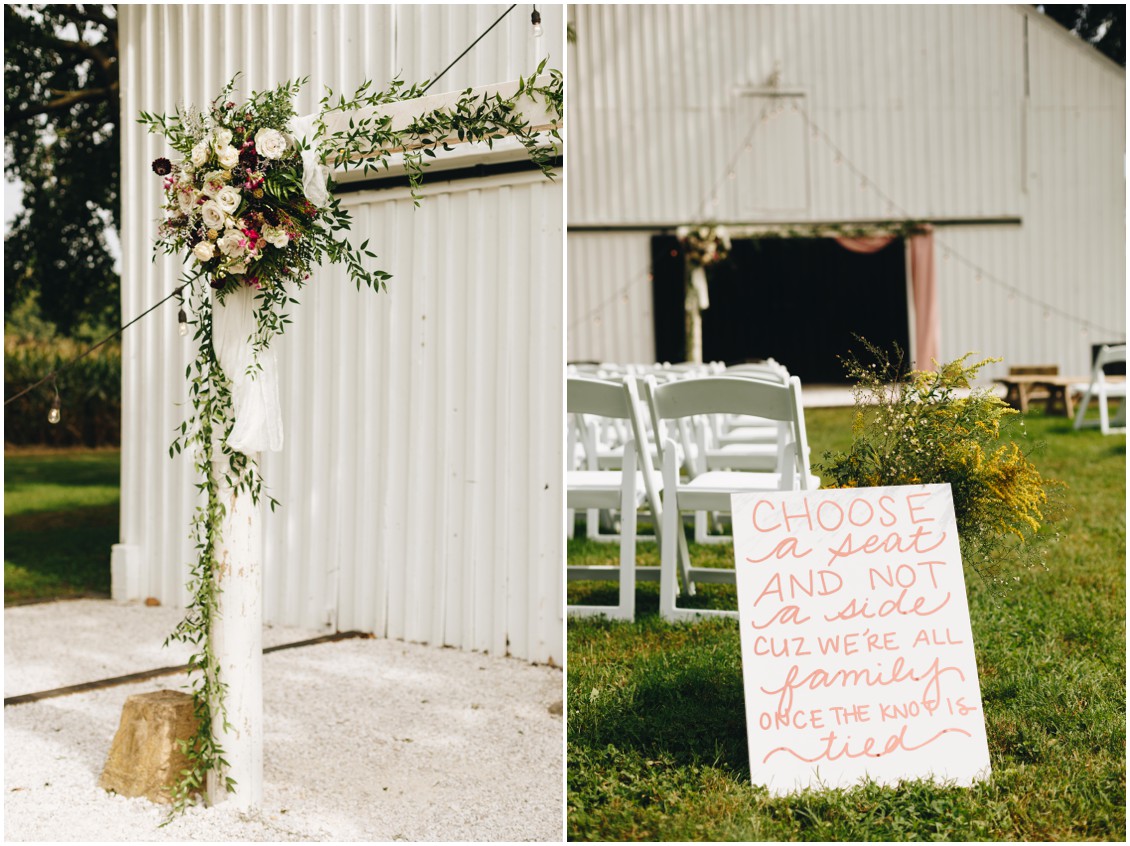 Flowers by Keleidoscope Custom Florals + Butterbee Farm, DIY wedding sign. |Eastern Shore Wedding|