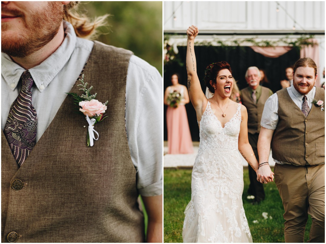 Floral boutonniere, red-haired groom at Whitebarn wedding. |Eastern Shore Wedding|