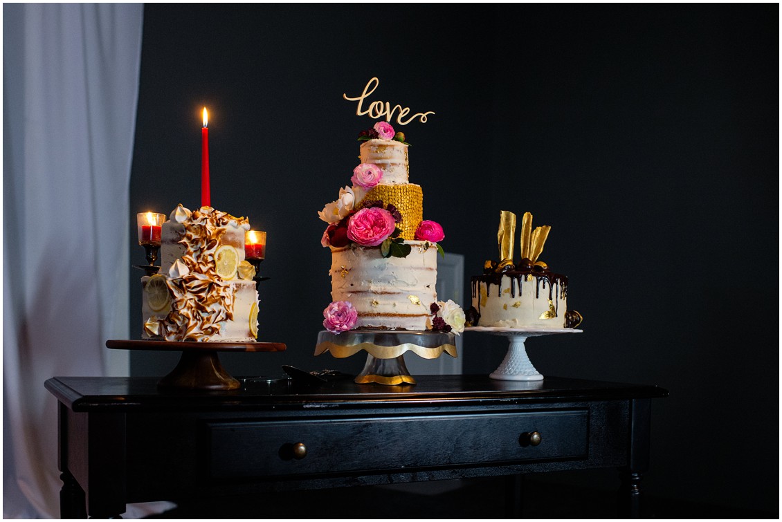 Jordan Fuchs wedding cakes, lemons, pink flowers and gold detailing. | My Eastern Shore Wedding | 