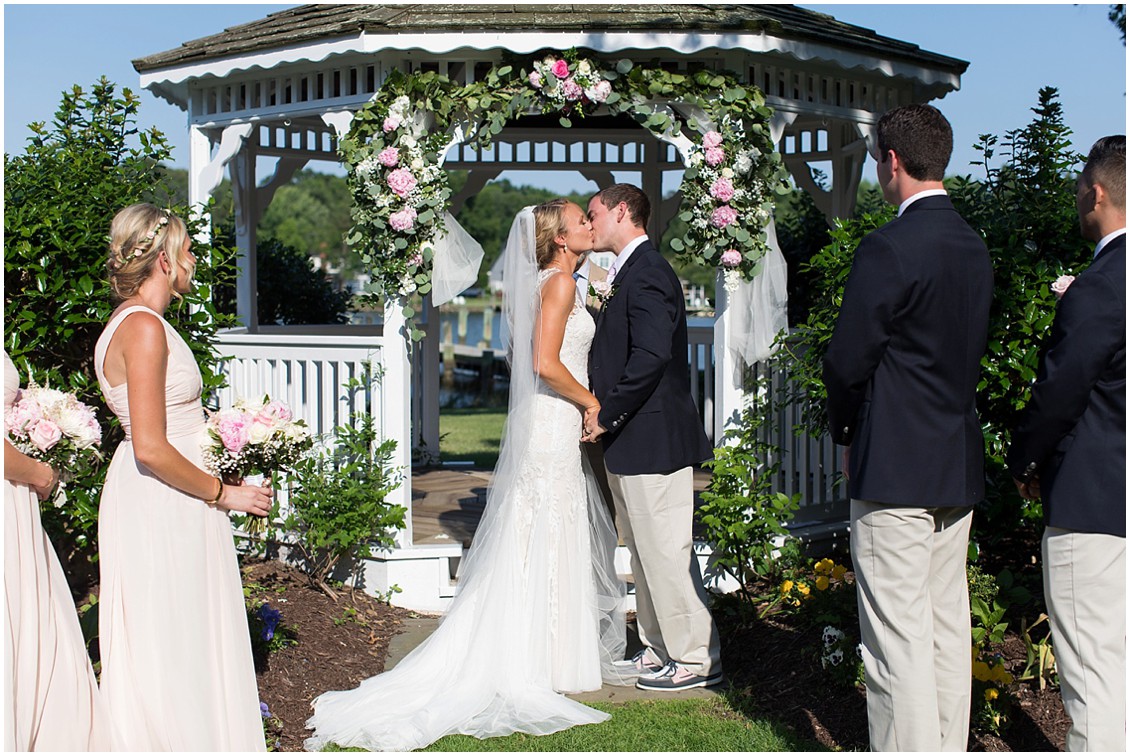 Bride and groom kissing after being married. | My Eastern Shore Wedding | 