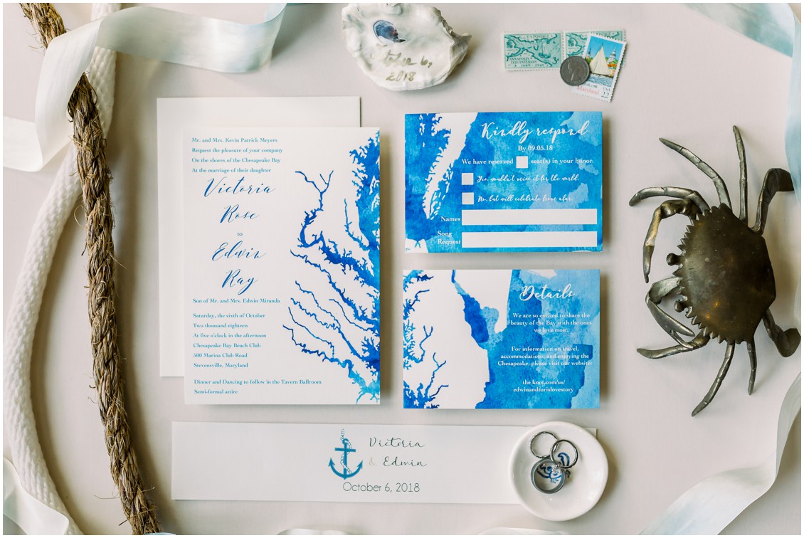 White and blue map stationery. | My Eastern Shore Wedding | 