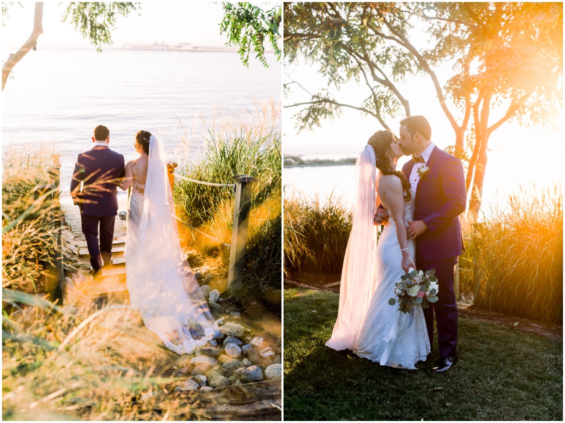 Bride and groom together at sunset at the Chesapeake Bay Beach Club. | My Eastern Shore Wedding | 