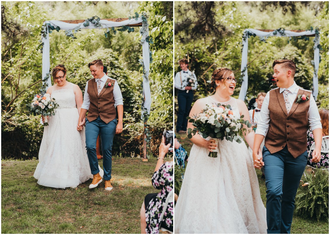 Married couple walks down aisle after ceremony. | My Eastern Shore Wedding | 