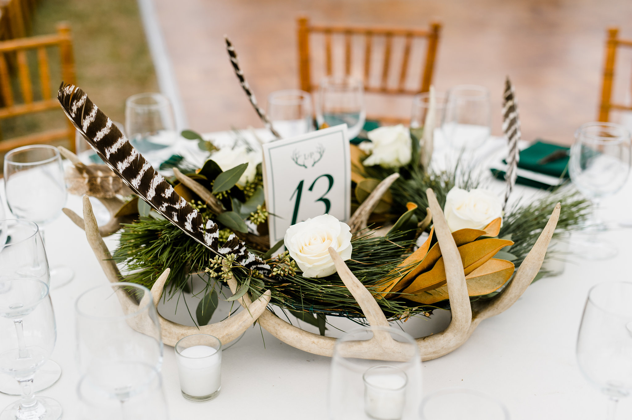 Eastern Shore inspired Boho wedding centerpieces by Chesapeake Blooms