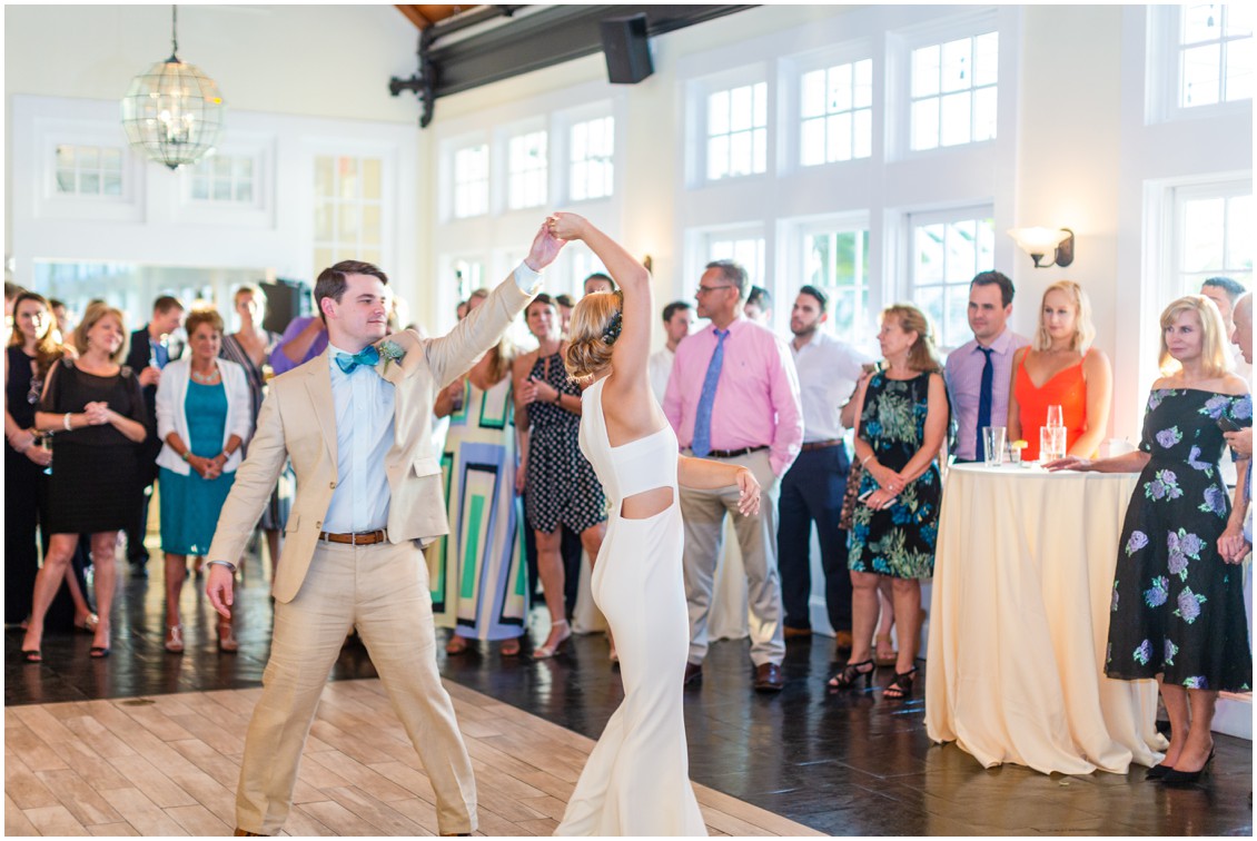 Bride and groom dancing at wedding reception at Chesapeake Bay Beach Club. | My Eastern Shore Wedding | 