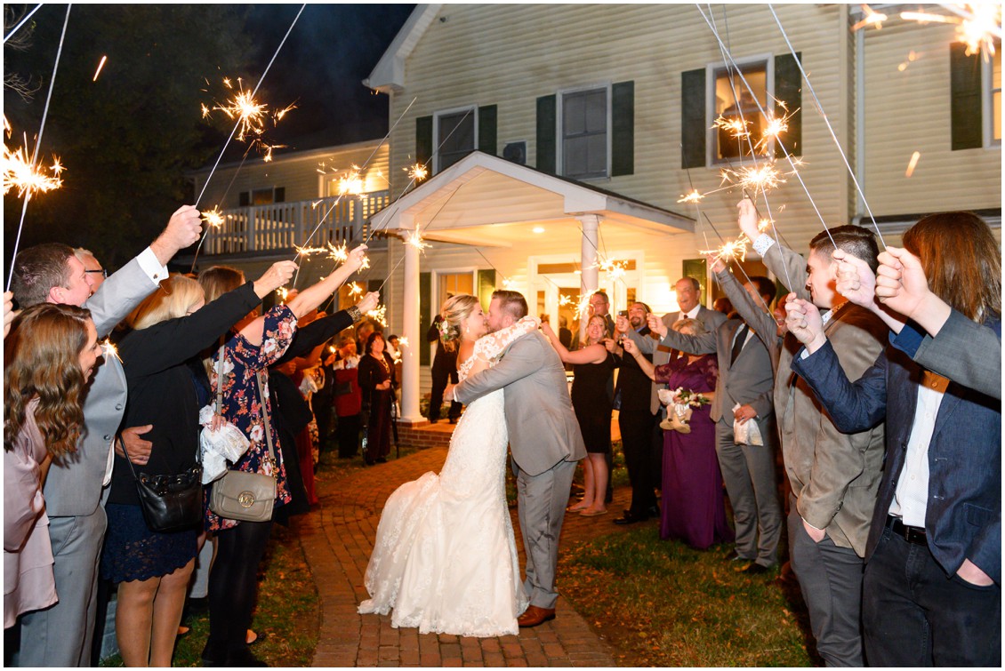 Bride and groom sparkler send-off | My Eastern Shore Wedding | The Oaks Waterfront Inn | Monteray Farms