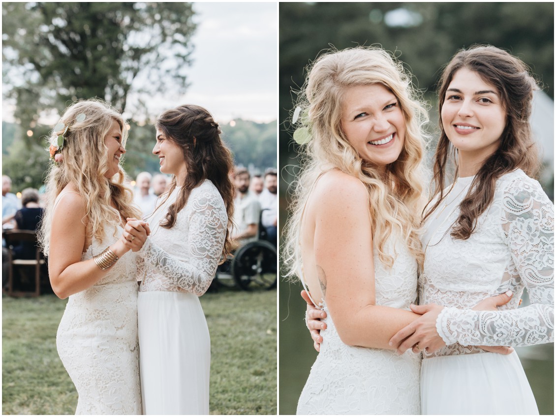Brides dancing and portrait | My Eastern Shore Wedding | Sherwood Florist | Cecile Storm Photography