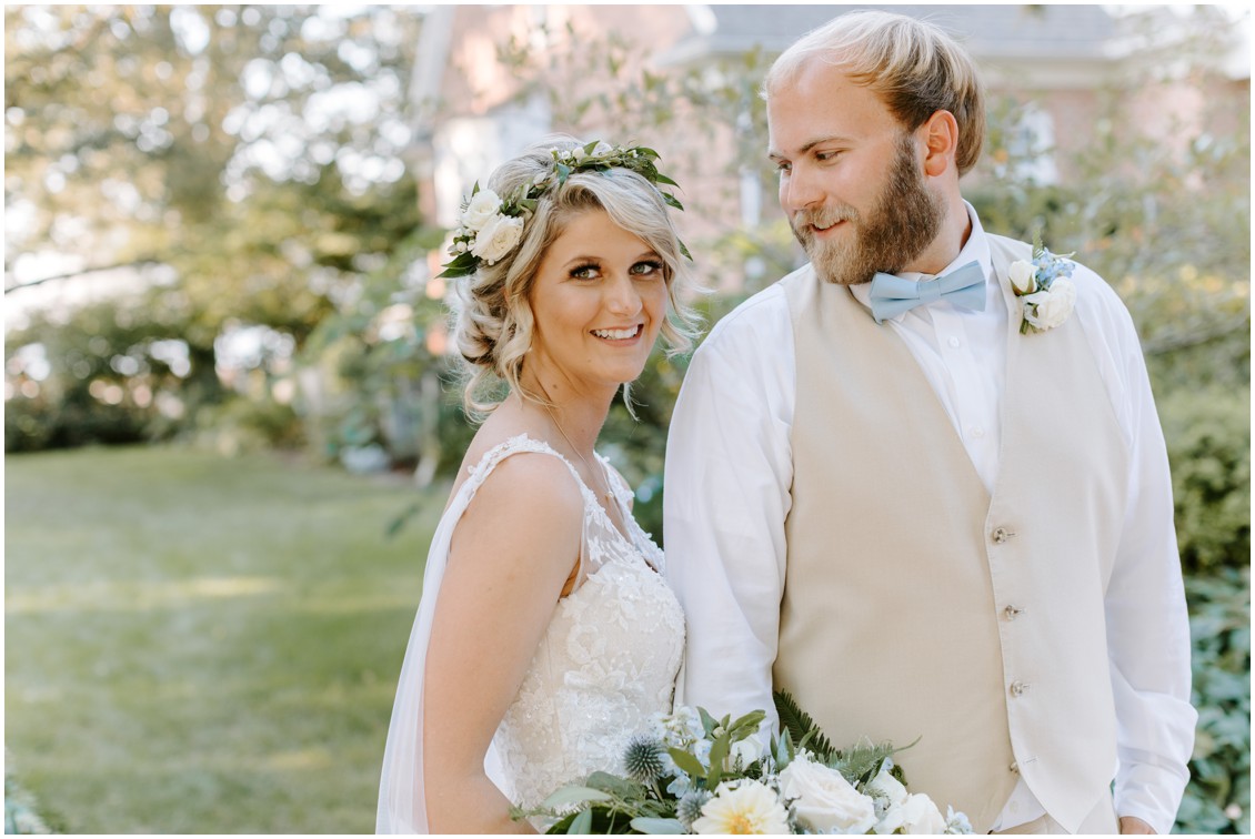 Bride and Groom portrait demure blue bowtie | My Eastern Shore Wedding | Sherwood Florist 