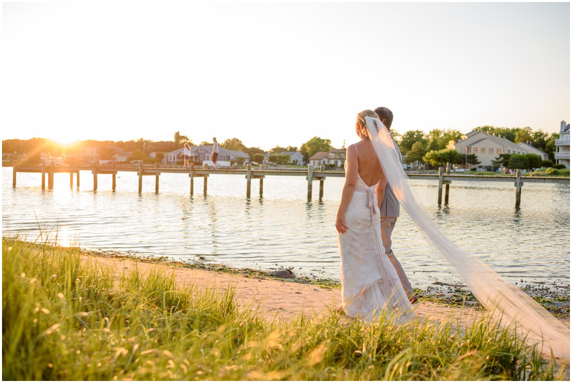 Bride and groom sunset portraits at beach | My Eastern Shore Wedding | J. Nicole Photography