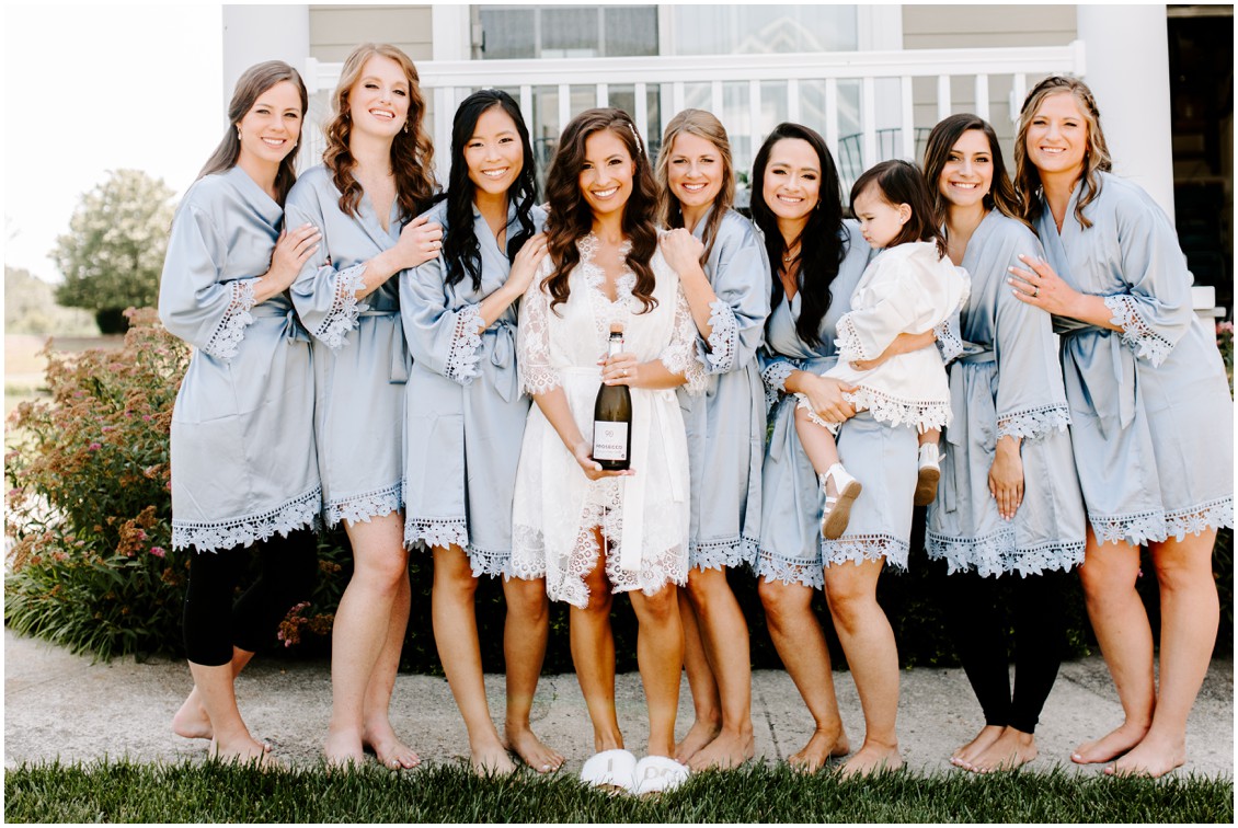 Bride and bridesmaids with champagne | My Eastern Shore Wedding | Bayside Resort