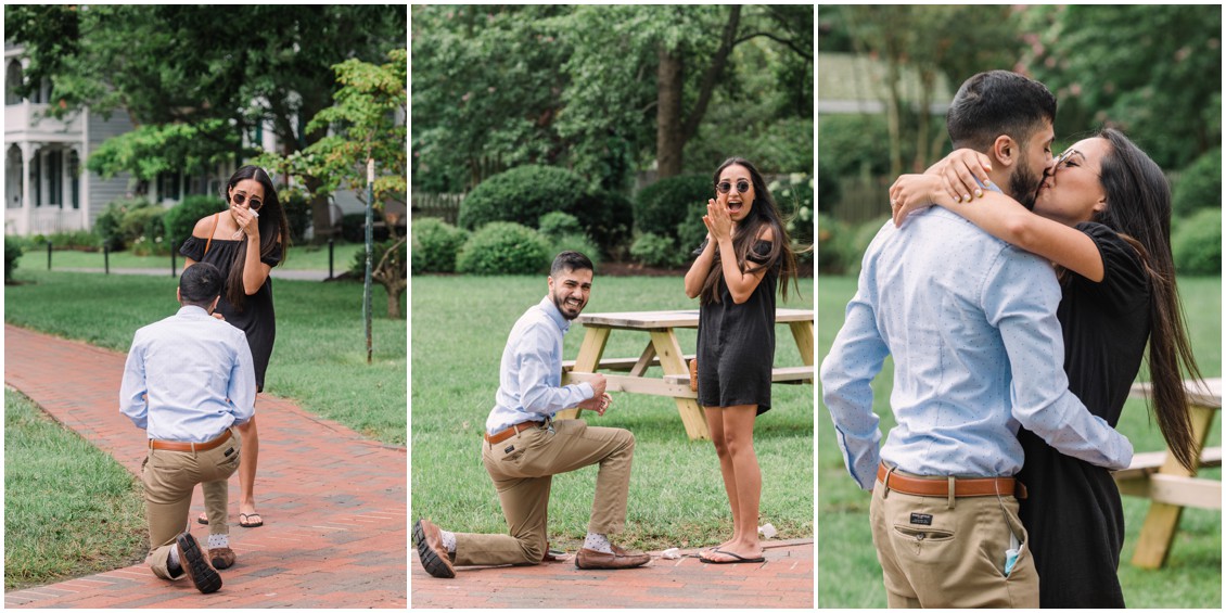 Man proposing marriage in sweet surprise engagement session | My Eastern Shore Wedding | Laura's Focus Photography