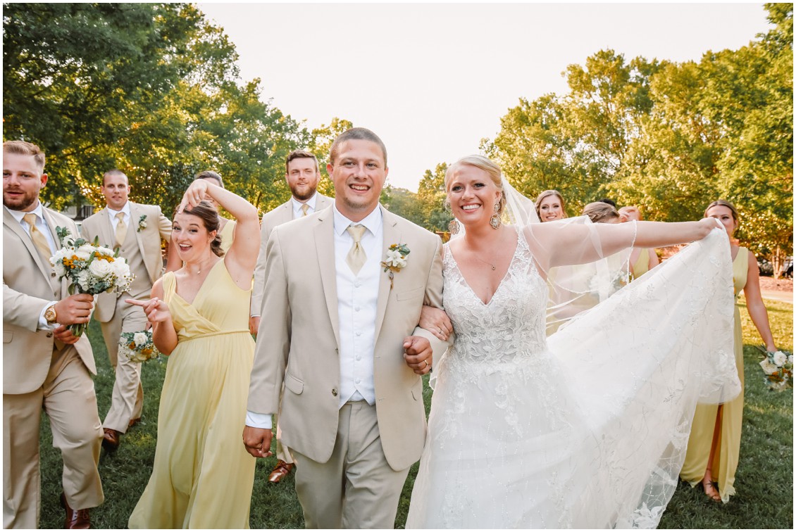 Bride and groom with bridal party sunny summer wedding | My Eastern Shore Wedding