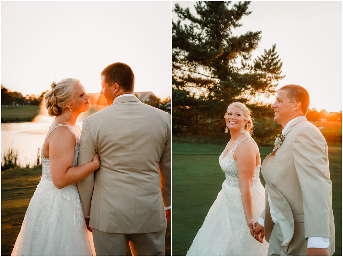 Bride and groom portraits on gold course sunny summer wedding | My Eastern Shore Wedding | Bear Trap Dunes | Coastal Tented Events