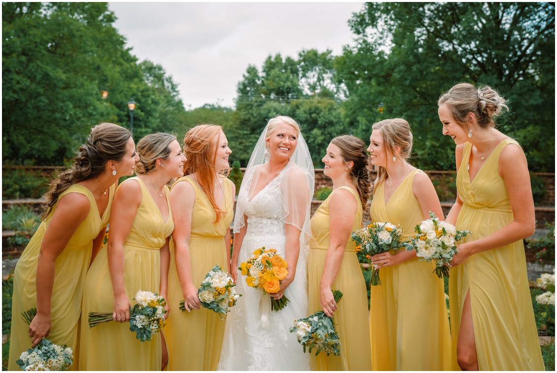 Bride and bridesmaids in sunny yellow dresses | My Eastern Shore Wedding 