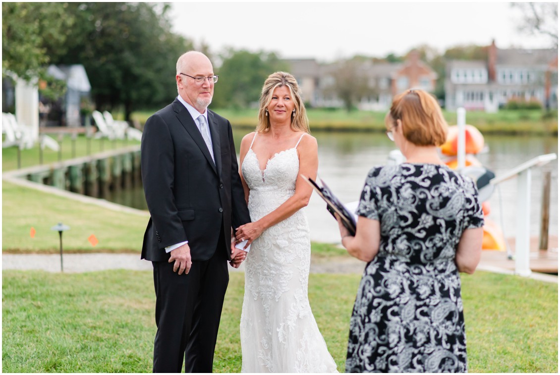 Bride and groom romantic elopement ceremony | My Eastern Shore Wedding | Alexandra Kent Photography | Chesapeake Blooms