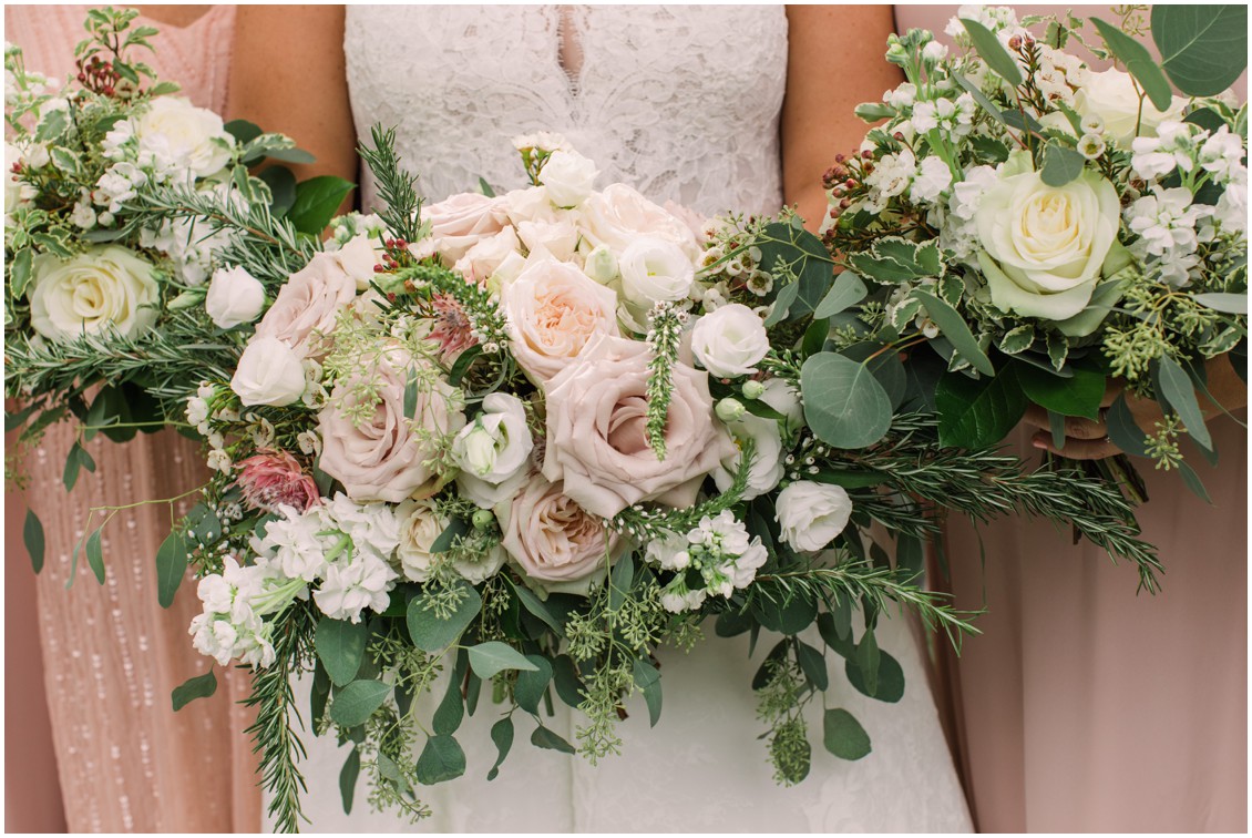 Bridal bouquet blush flowers | My Eastern Shore Wedding | J Starr's Flower Barn | Laura's Focus Photography