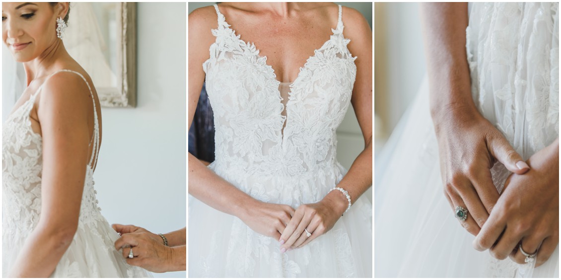 Bride getting ready for elegant and intimate at-home wedding | My Eastern Shore Wedding | Melissa Grimes-Guy Photography | Sweetbay Flowers