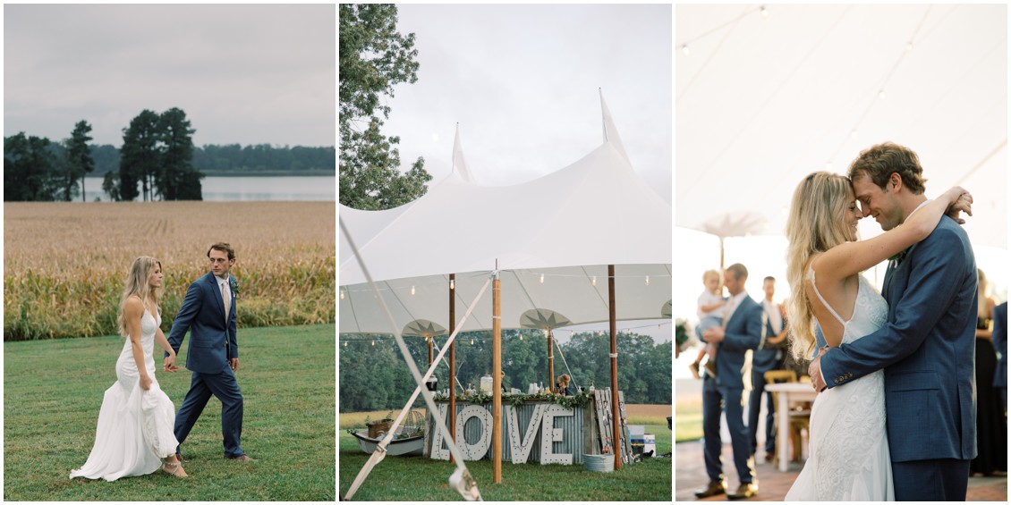 Bride and groom portrait at  picturesque wedding with pops of pink | My Eastern Shore Wedding 