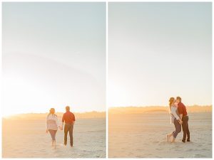 The couple walks the beach and enjoys the beautiful sunset views. | My Eastern Shore Wedding | Cassidy MR. Photography