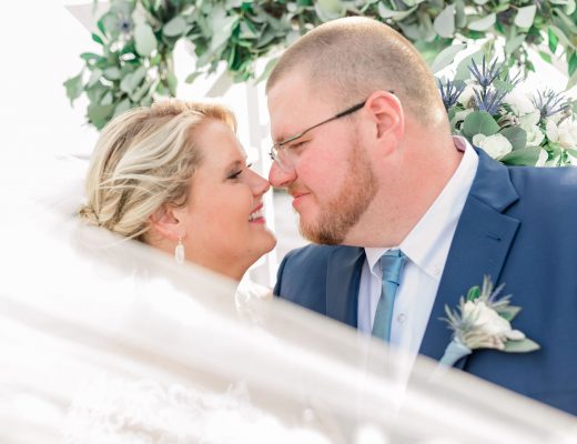 Bride and groom share a special moment at their waterfront alter | Cassidy MR. Photograhy
