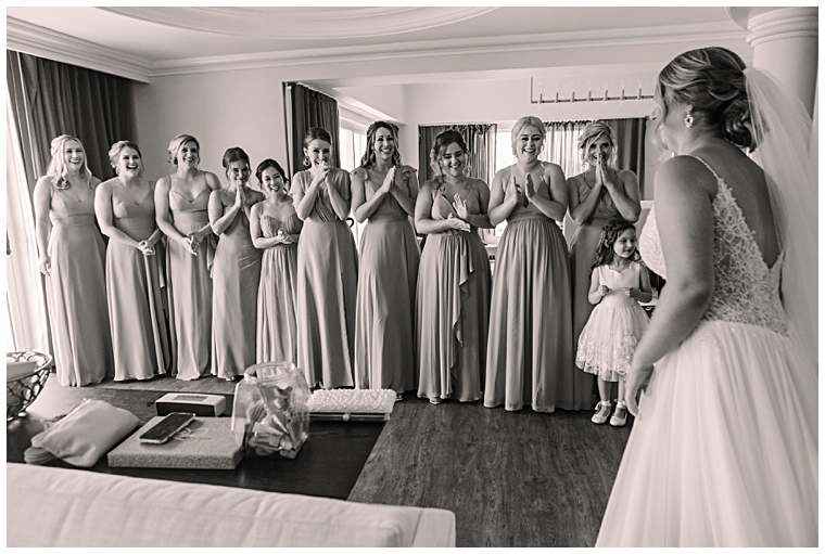 The bridesmaids await the bride's entrance at the Hyatt Regency Chesapeake Bay | Laura's Focus Photography