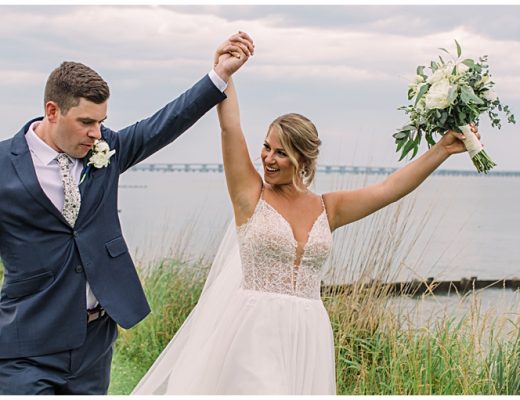The bride and groom celebrate their marriage at the Hyatt Regency Chesapeake Bay