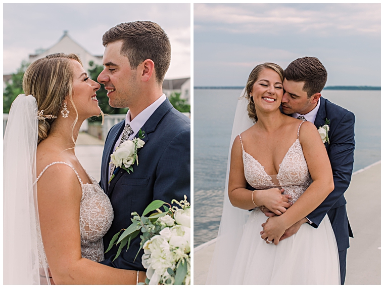 The couple embraces in celebration of their new marriage at the Hyatt Regency Chesapeake Bay | Laura's Focus Photography
