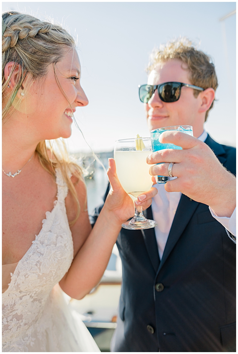 The newlyweds enjoy their signature drinks
