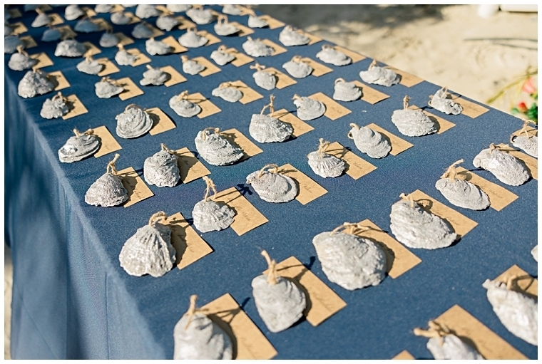 Oyster Shell escort cards showed the guests where to find their seats