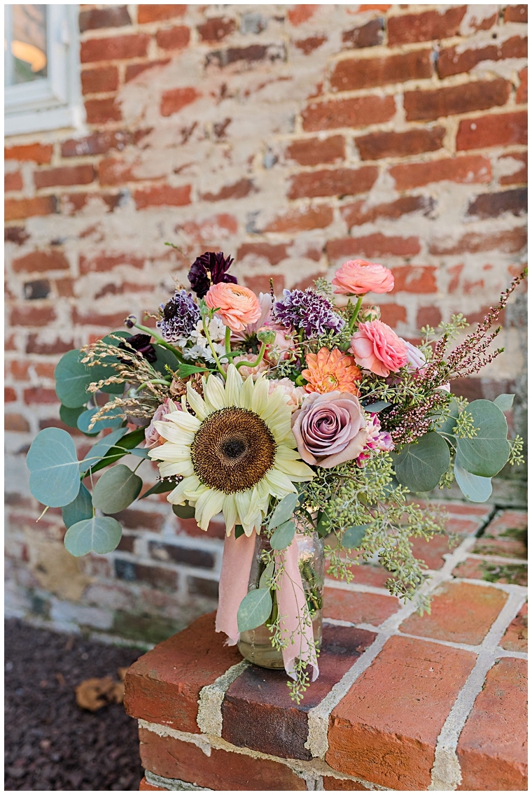 A sunflower floral bouquet for the bride to be.