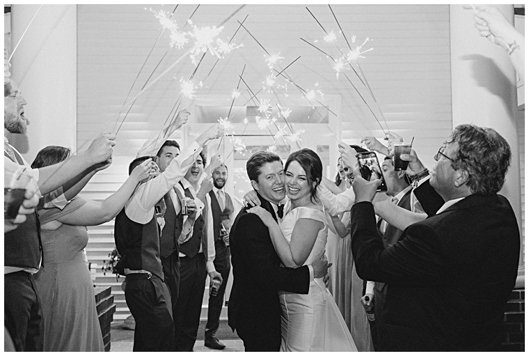 Sparks fly for the newlyweds as they exit
