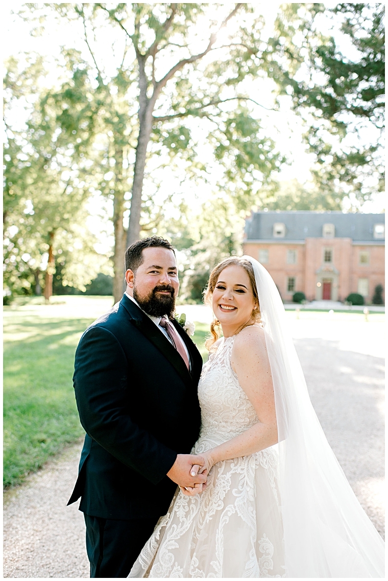 The newlyweds share in a private moment at Great Oak Manor | Erin Wheeler Photography | My Eastern Shore Wedding