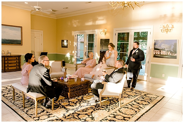 An intimate cocktail hour following this Great Oak Manor microwedding