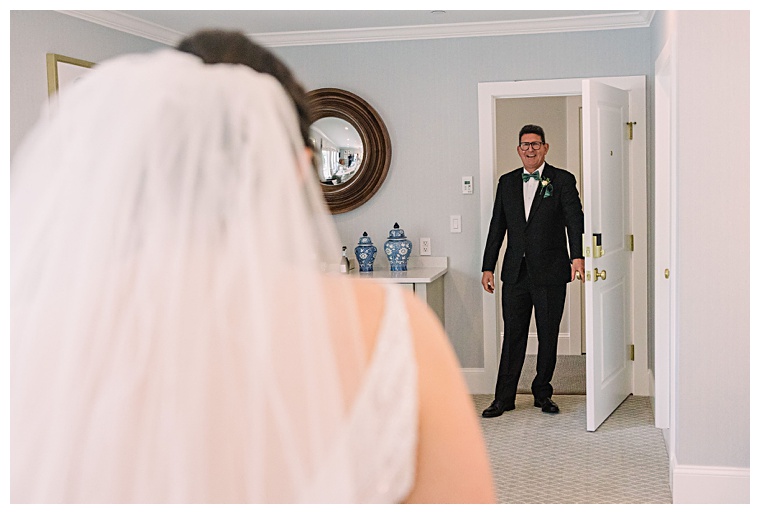 A father - daughter first look for the bride | Laura's Focus Photography | My Eastern Shore Wedding