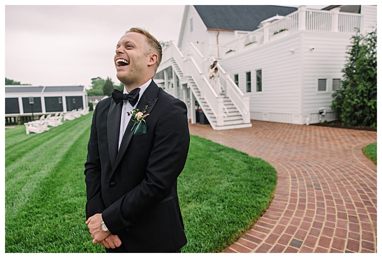 The soon to be new husband patiently awaits his bride's arrival for their first look reveal | Laura's Focus Photography | My Eastern Shore Wedding