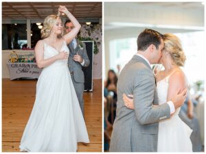 The new husband and wife share their first dance as newlyweds during their reception.