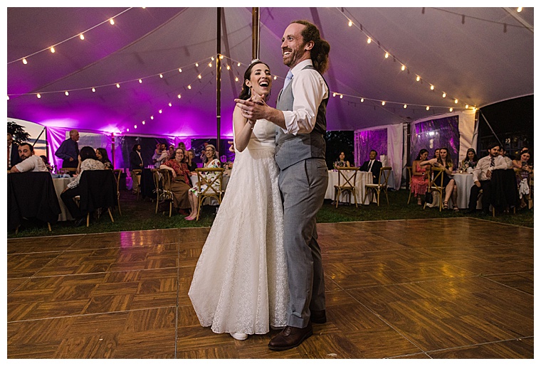 The bride and groom kick off the reception with a fun first dance