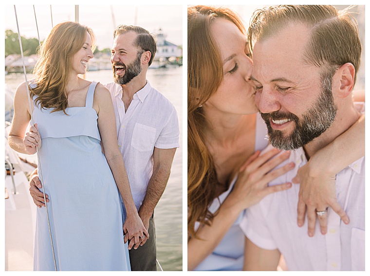 The newly betrothed couple delights in their engagement with smiles and laughter captured by Laura's Focus Photography