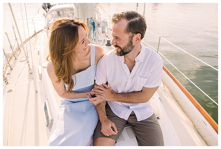 All smiles on the boat for these newly fiances as they celebrate their engagement with Laura's Focus Photography at the Chesapeake Bay Maritime Museum