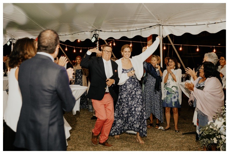 Guests dance under the tent on the shores of the Tred Avon River