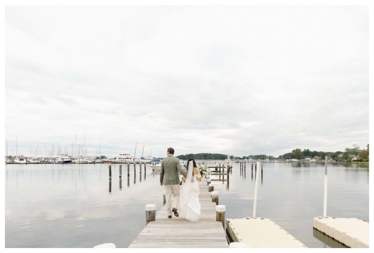 Bridal portraits on the dock at the Inn at Haven Harbour