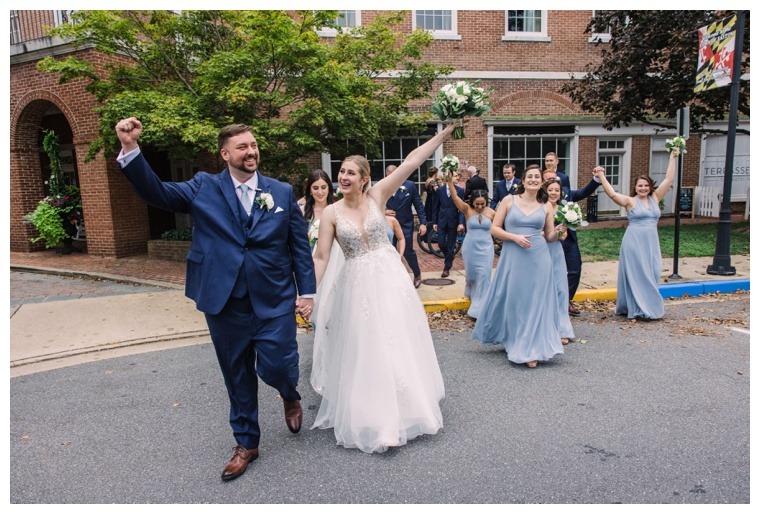 A celebratory walk through historic downtown Easton follows the ceremony for the newlyweds and the bridal party