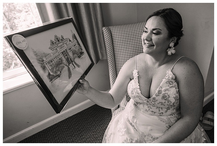 Wedding gift | custom art | bridal getting ready | lace wedding gown