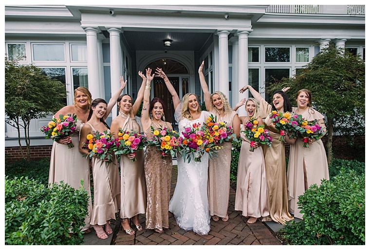 The bride is surrounded by her bride tribe as they get ready for the big day at The Tidewater House